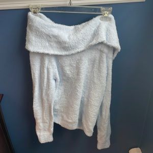 H&M off the shoulder baby blue soft shirt